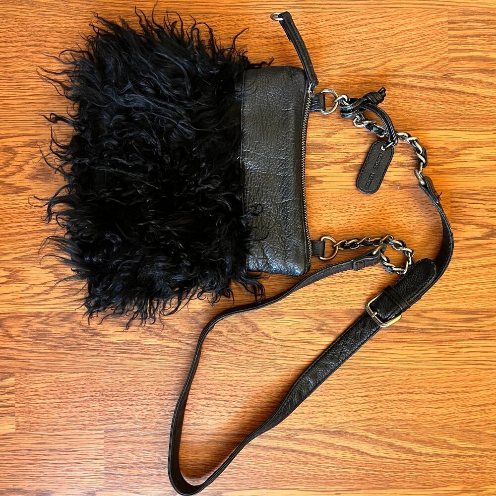 Aqua Madonna genuine leather fur crossbody